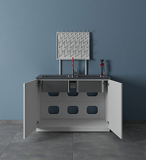 Мойки лабораторные металлические - открытые дверцы